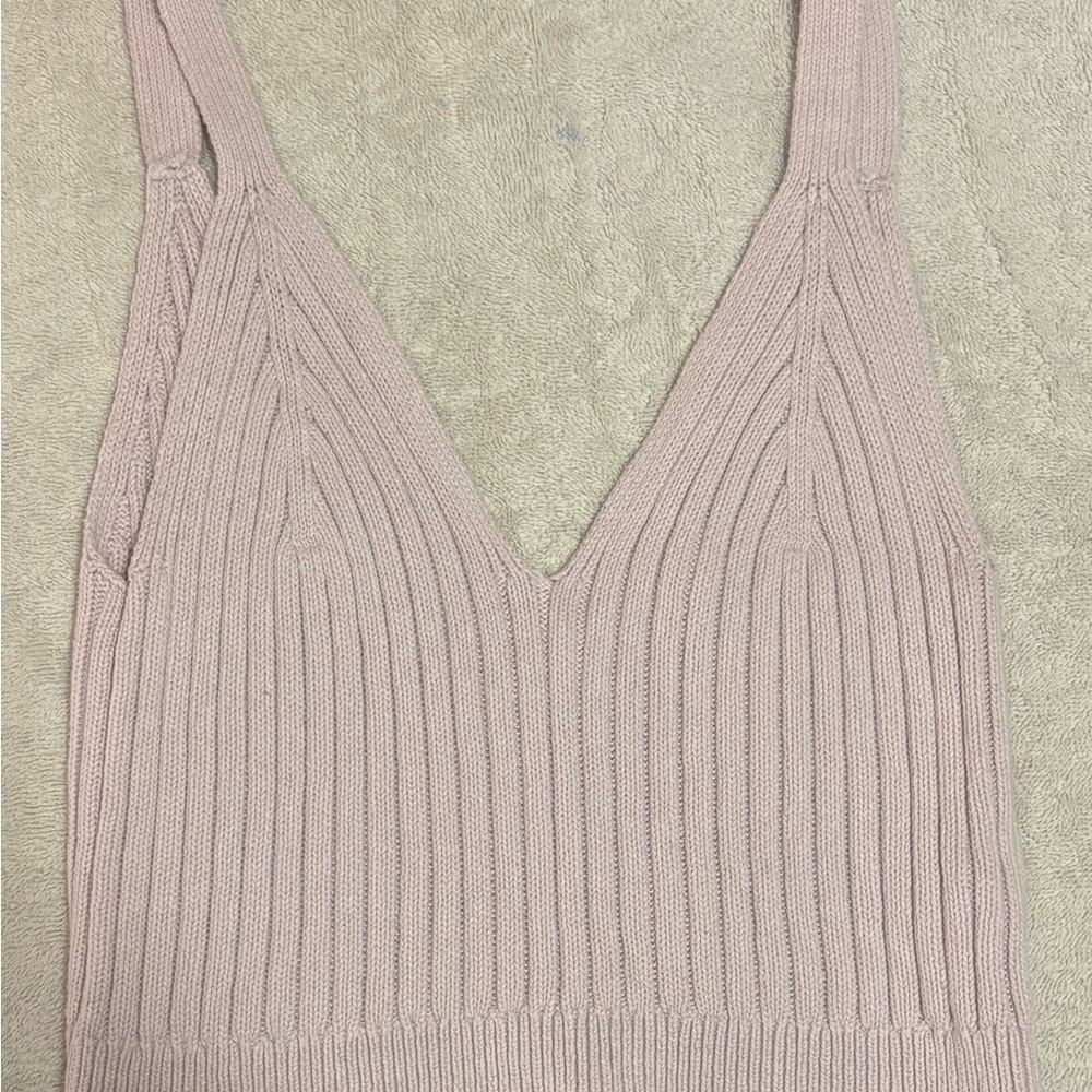 Aerie Light Pink Ribbed Knit Top